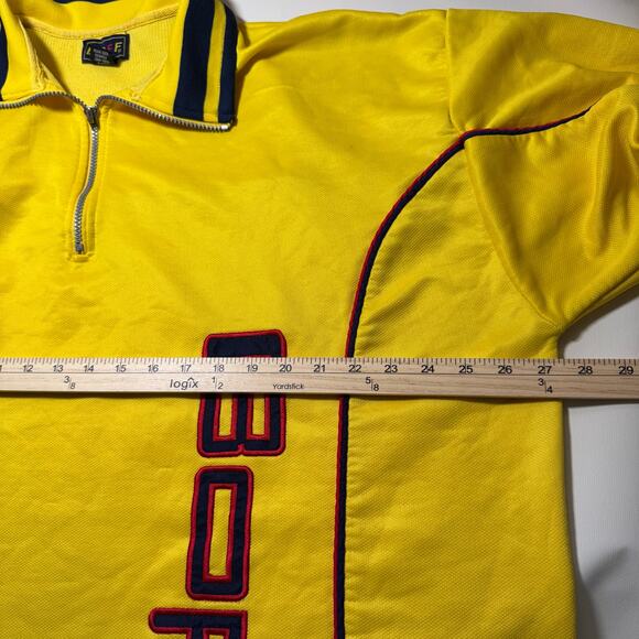 Vintage 90s Y2K Boff USA Quarter Zip Sweater Yellow Men's XXL Motorcycle Hi-Vis - Picture 4 of 15